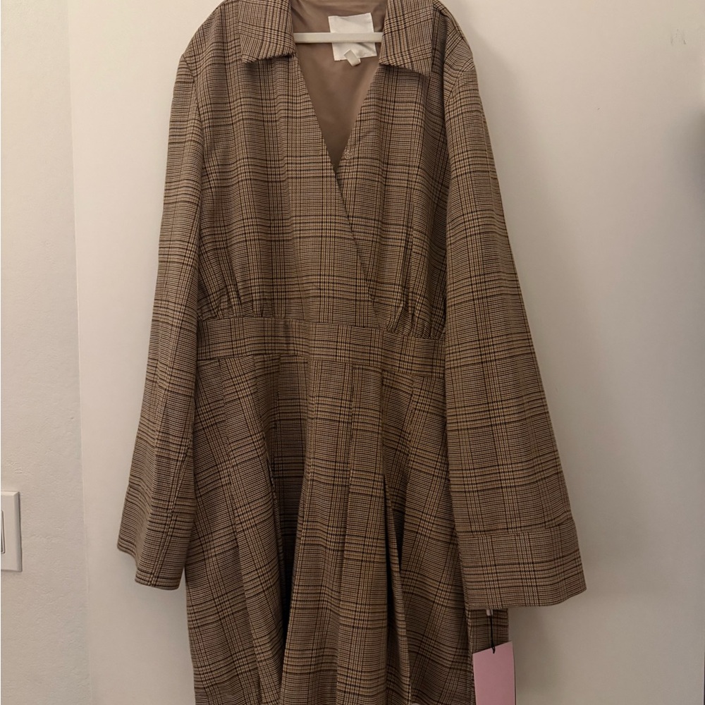 Avec Les Filles Brown Plaid Fit-and-Flare Dress